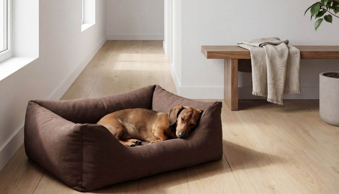 Hundezubehör, das zur Einrichtung passt: Napf, Bett und Decke stilvoll integrieren