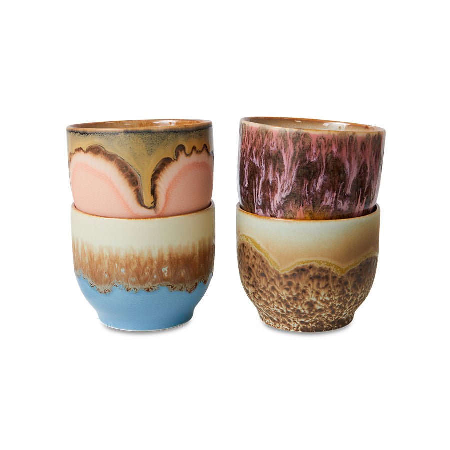 HKliving 70s Ceramics Java Becher 4er-Set – Steinzeug